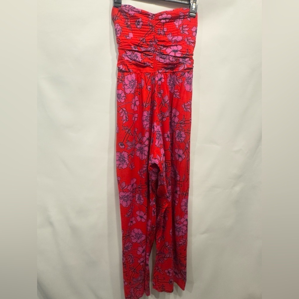 B.O.G Collective Strapless Floral Smocked Top Jumpsuit size Small